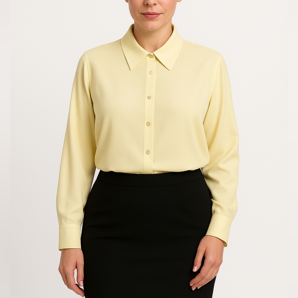 Marla Wynne 12 Yellow Button Down Blouse Classic Office Career Spring Easter